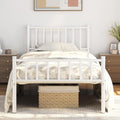 Twin Size Metal Bed Frame with Spindle Headboard - 14in Storage
