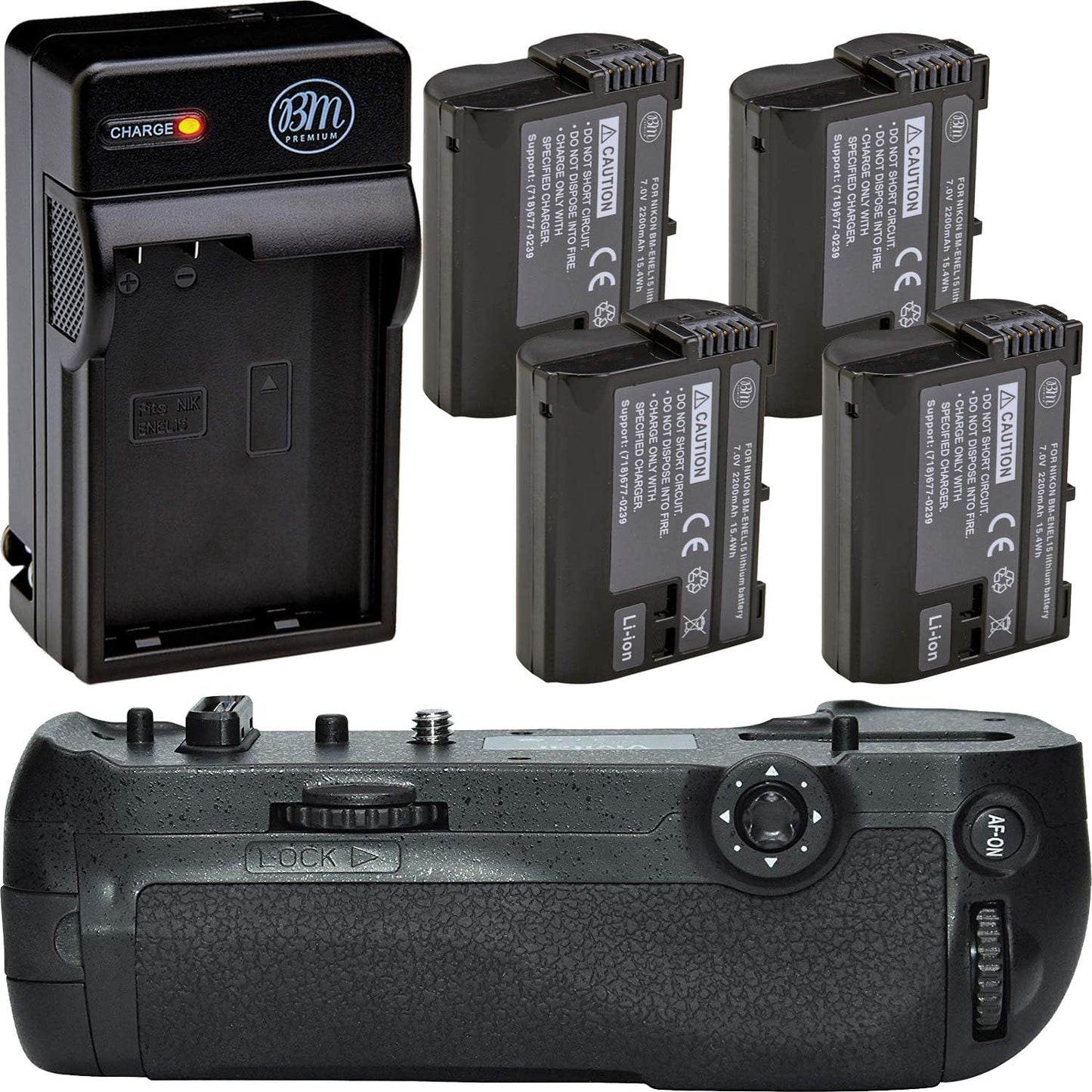 Battery Grip Kit for Nikon D850 - Includes 4 EN-EL15 Batteries