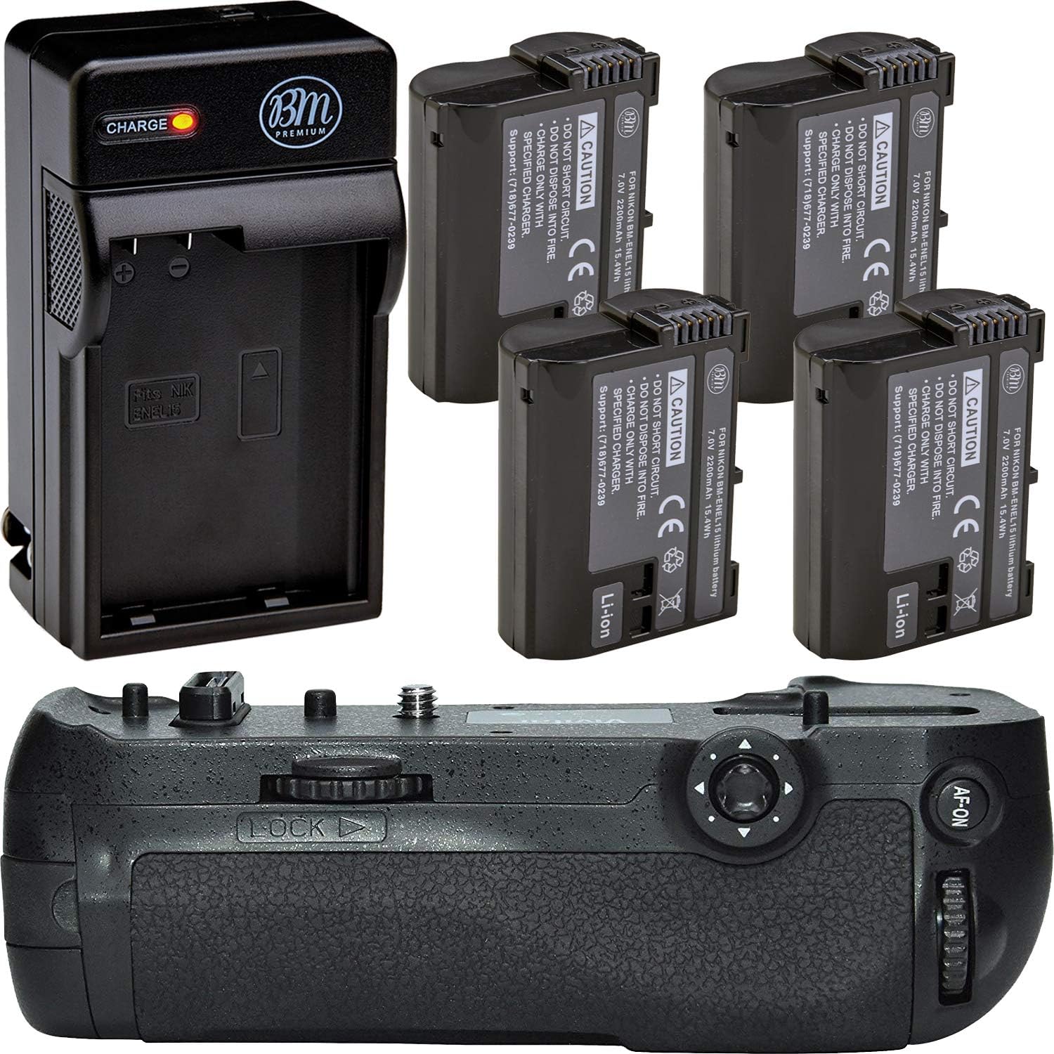 Battery Grip Kit for Nikon D850 - Includes 4 EN-EL15 Batteries