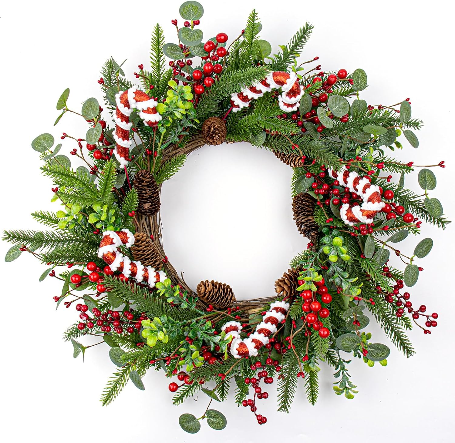 20 Inch Christmas Wreaths for Front Door with Holly Berries