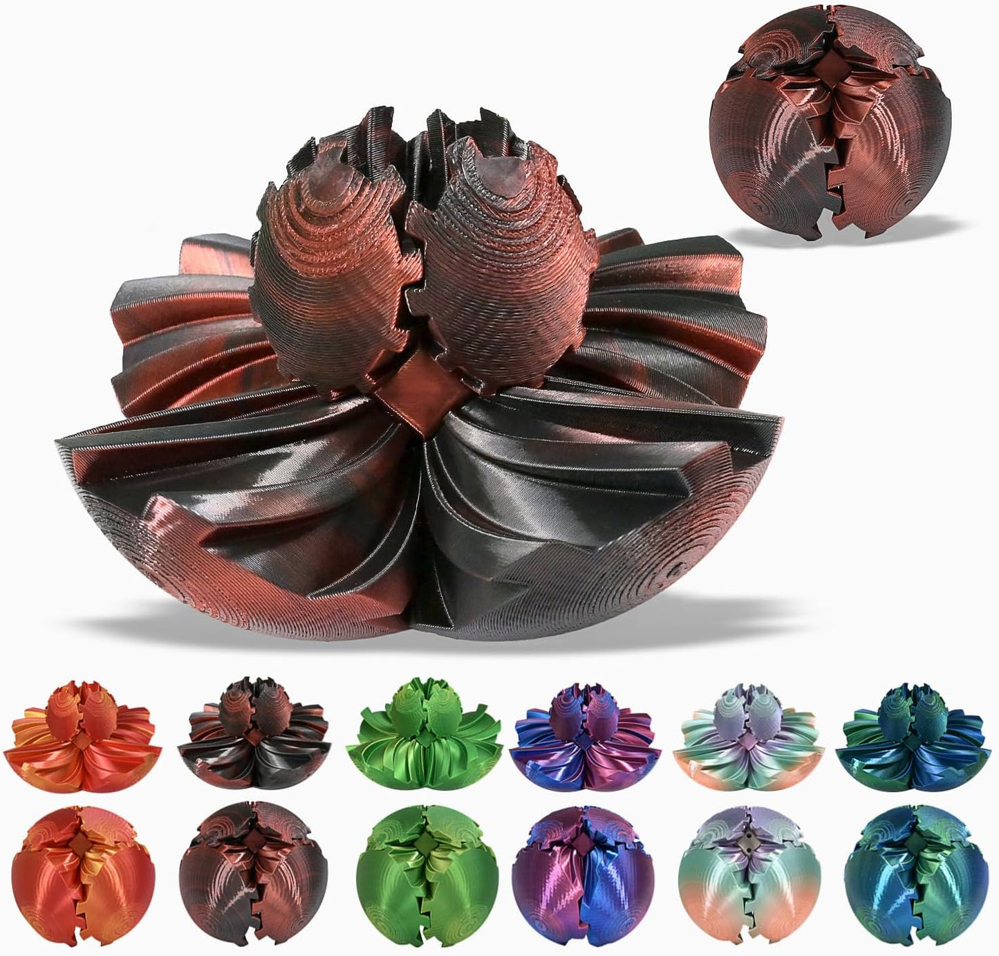 Stress-Relief Gear Ball Fidget Toy - Red/Black