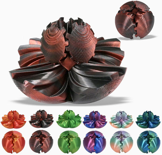 Stress-Relief Gear Ball Fidget Toy - Red/Black