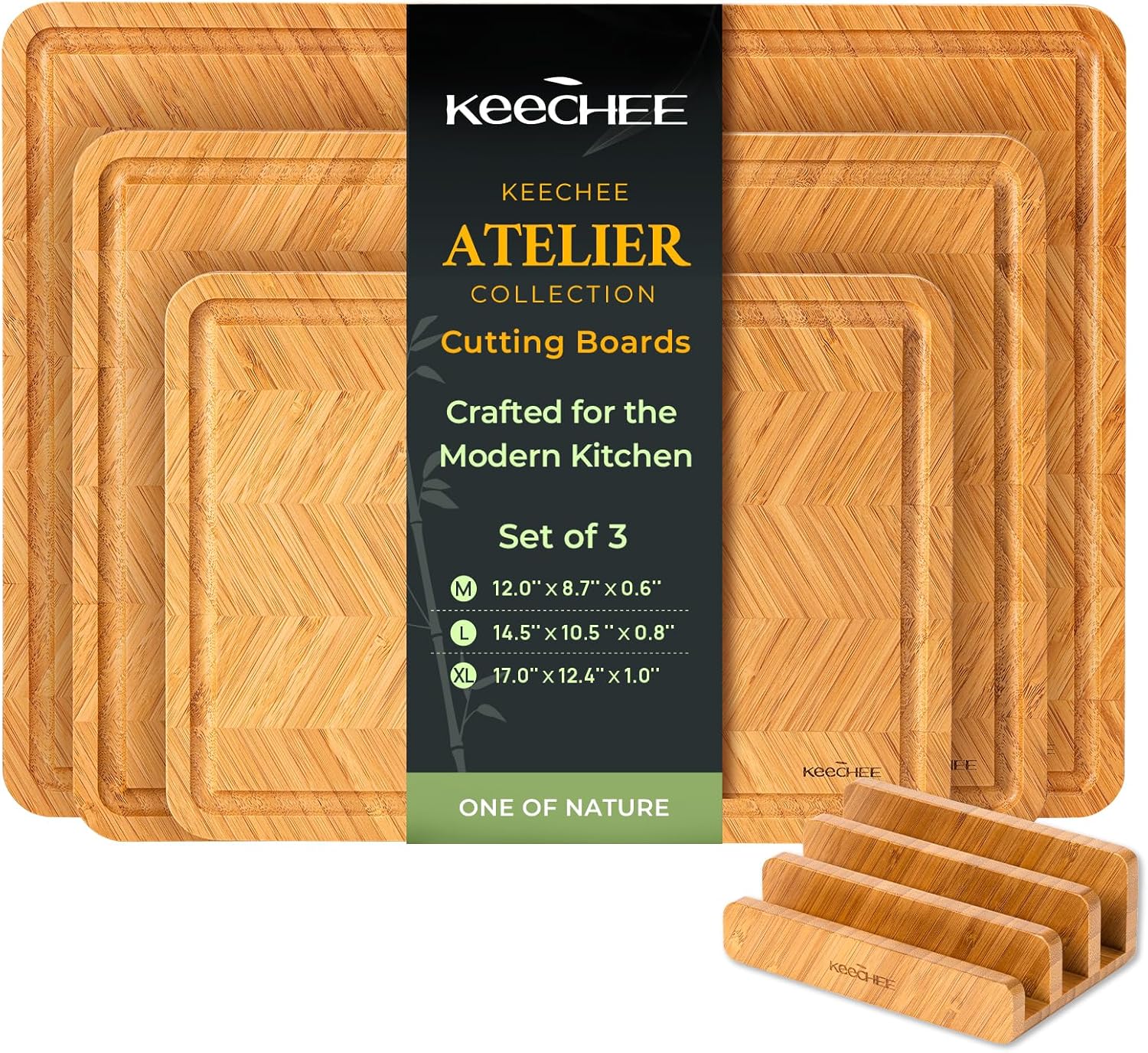 Atelier Collection Bamboo Cutting Board Set of 3 for Kitchen