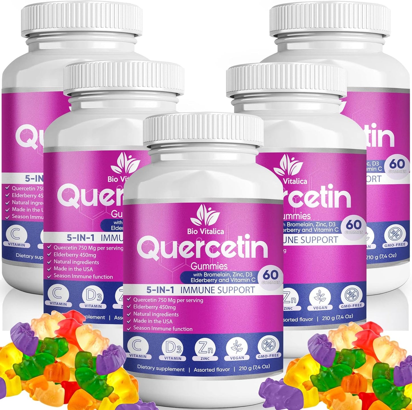 Quercetin Gummies with Bromelain, Vitamin C, Zinc & D3