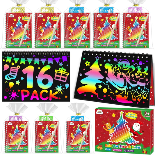 16 Pack Rainbow Scratch Art Notebooks for Kids