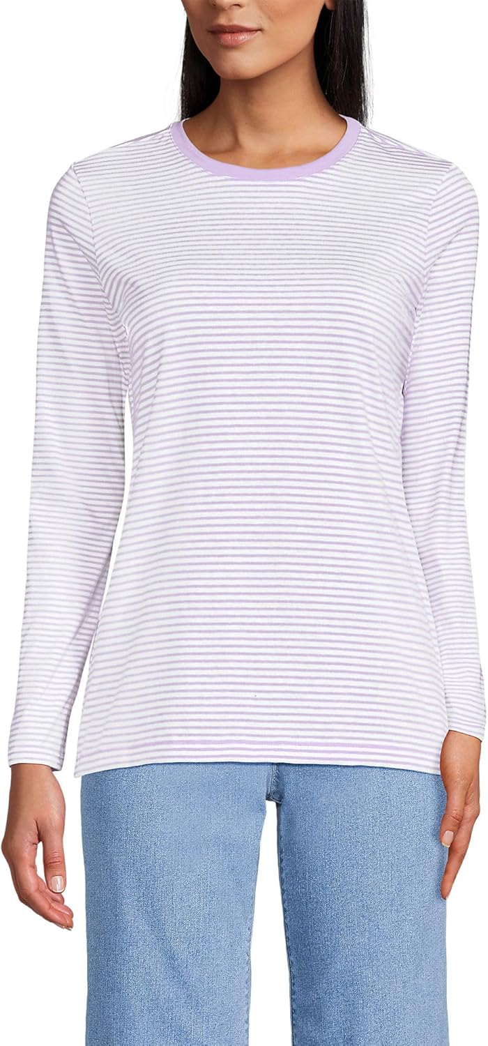 Relaxed Supima Cotton Long Sleeve Crew Neck T-Shirt for Women
