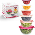 Glass Mixing Bowl Set with Lids - 12 Pc Borosilicate Nesting Bowls