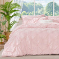BEDELITE Baby Pink Queen Comforter Set - Floral Pintuck Queen
