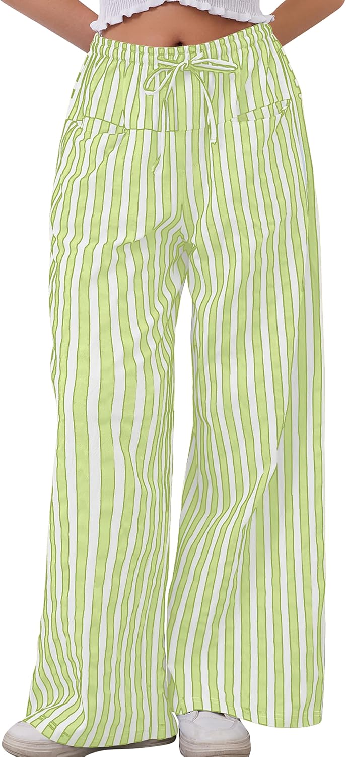 Women Drawstring Striped Pants for Comfy Casual Style