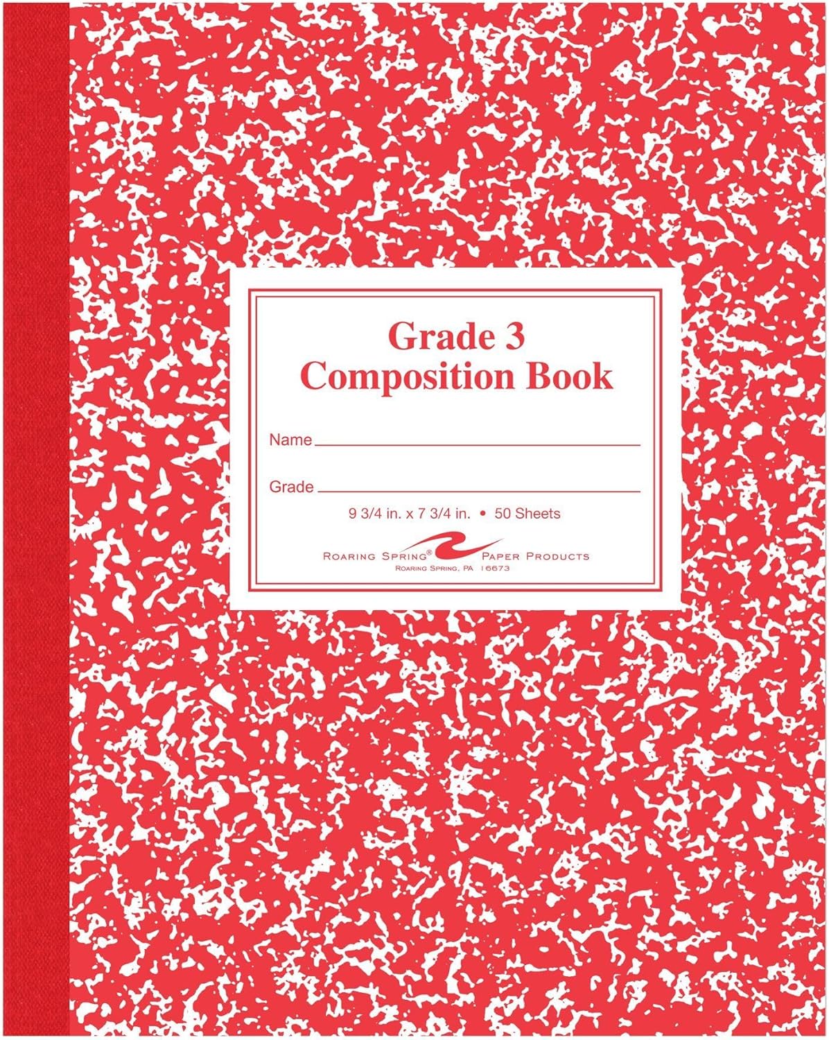 Grade 3 Ruled Composition Book - 50 Sheets, Red