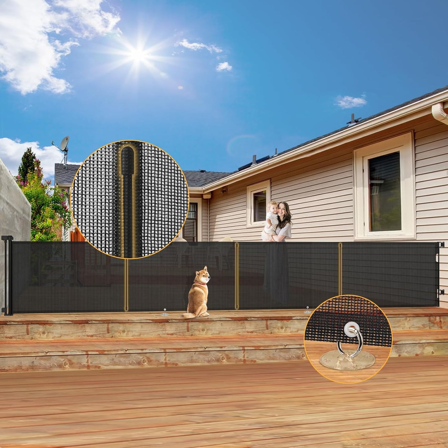 200ft' Retractable Baby Gates Extra Wide for Pets and Kids Safety