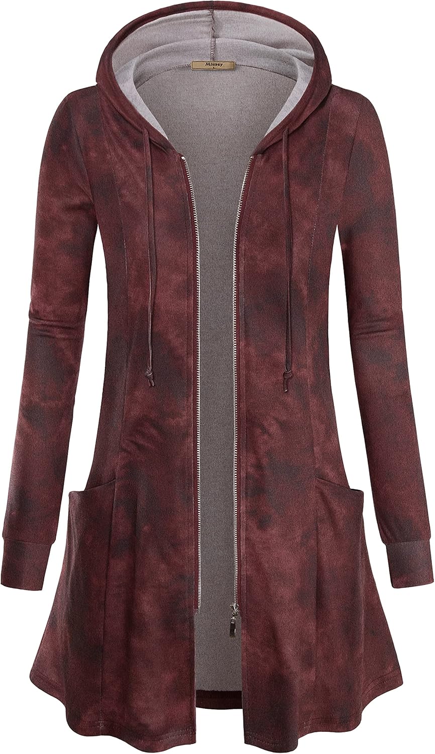 Miusey Womens Zip Up Long Hoodie Jacket for Stylish Comfort