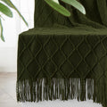 Knitted Throw Blanket for Couch and Bed - Soft Cozy Tassel Throw