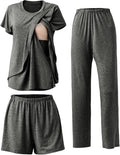 3-Piece Postpartum Nursing Pajamas Set - Soft Maternity Breastfeeding