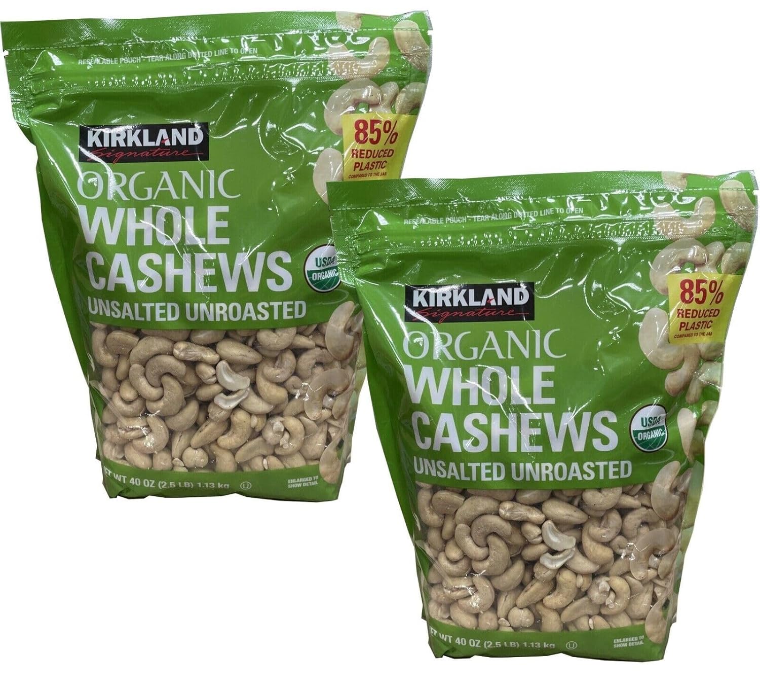 Kirkland Signatures Organic Whole Cashews Unsalted Unroasted 2 Pack