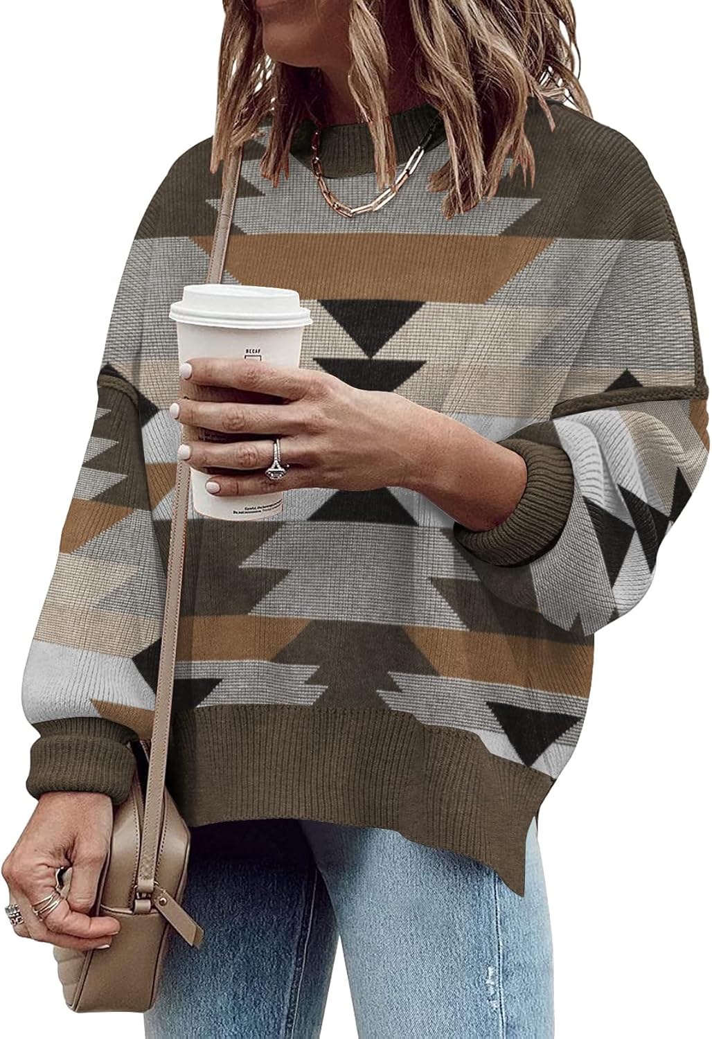 Women's Oversized Crewneck Sweater for Cozy Fall Fashion