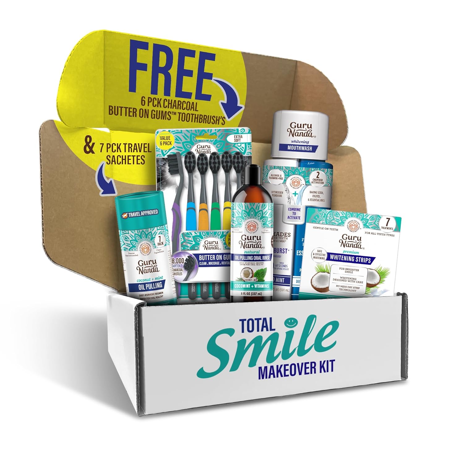 GuruNanda Total Smile Makeover Kit for Brightening Your Smile