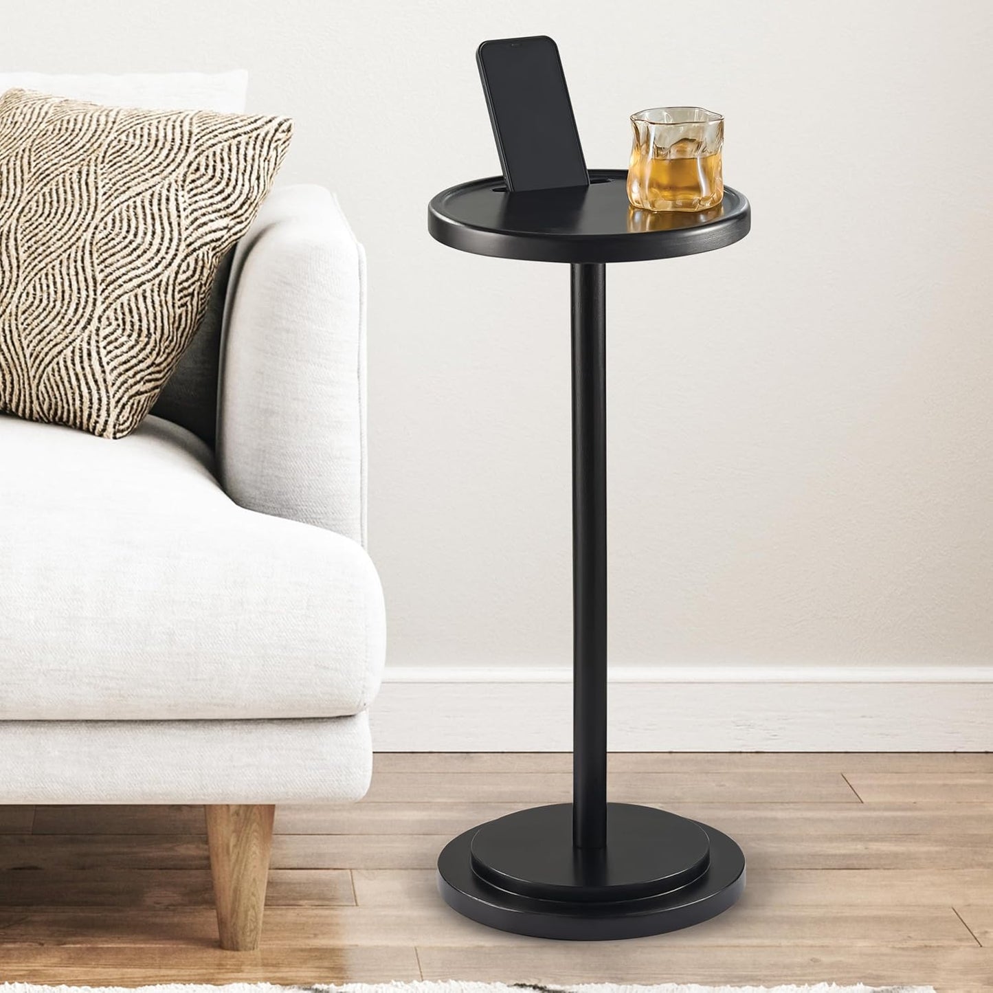 Compact Pedestal Drink Table with Phone Slot