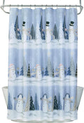 Glitz & Glam Snowmen Fabric Shower Curtain - Winter Scene Shower