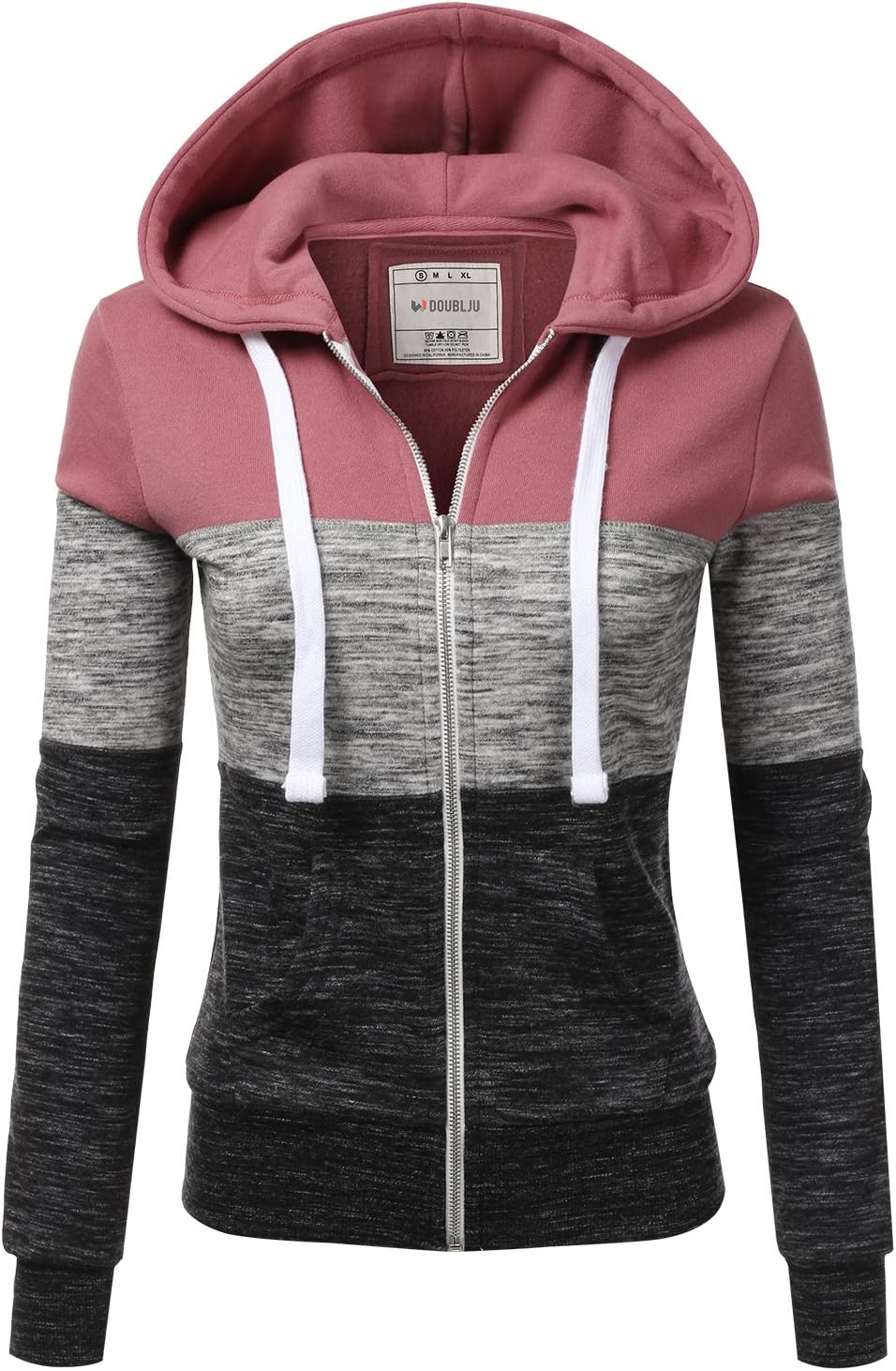 DOUBLJU Lightweight Thin Zip-Up Hoodie Jacket for Women Plus Size
