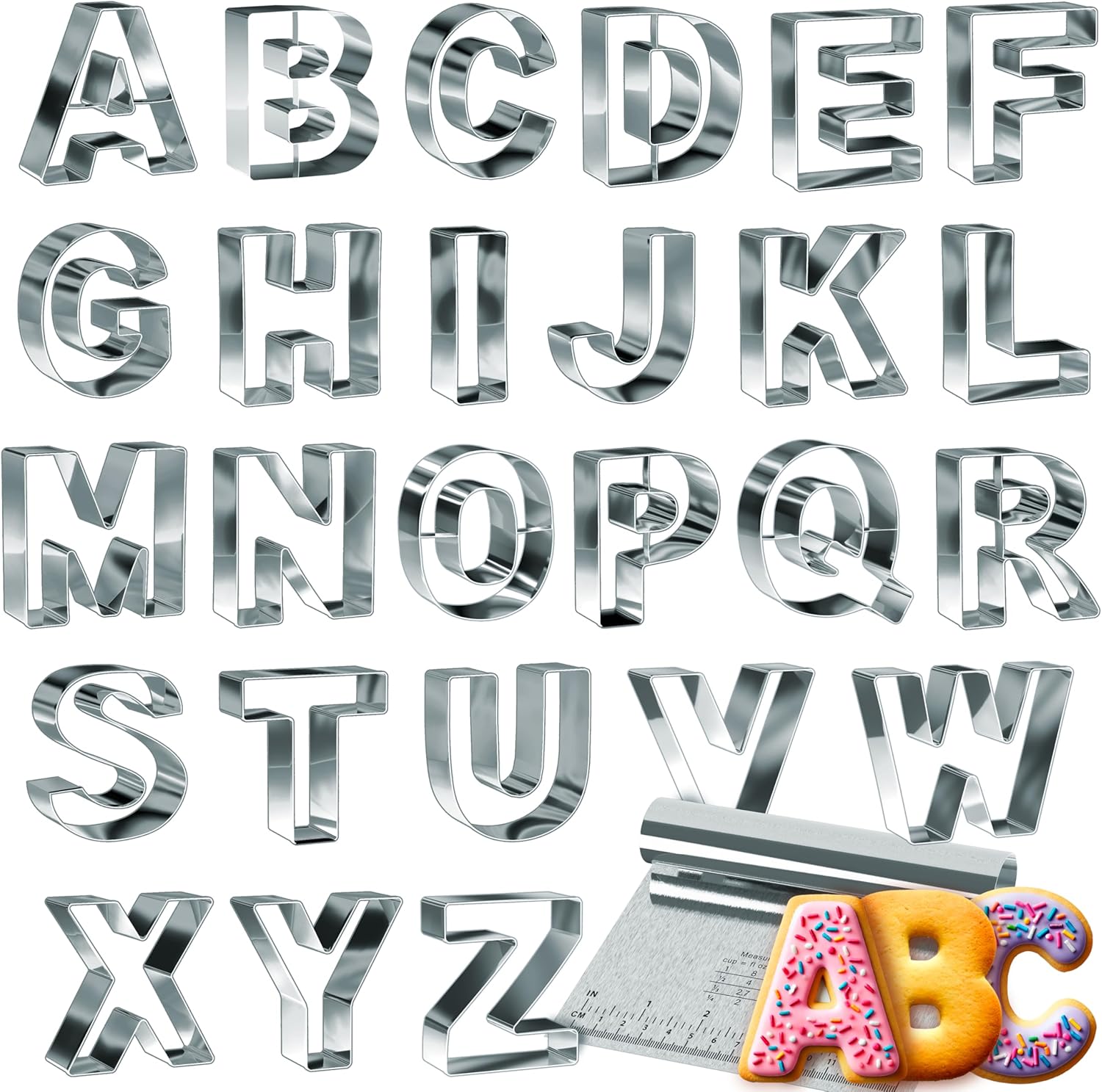 Bakerpan Stainless Steel Alphabet Cookie Cutter Set for Baking