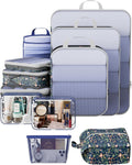 Compression Packing Cubes Set Dark Blue Floral - 11 Piece Travel