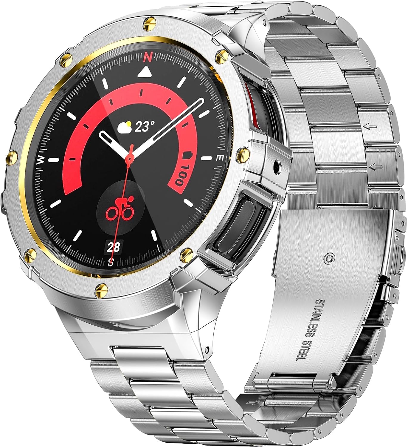 Rugged Stainless Steel Case and Band for Galaxy Watch 5 Pro