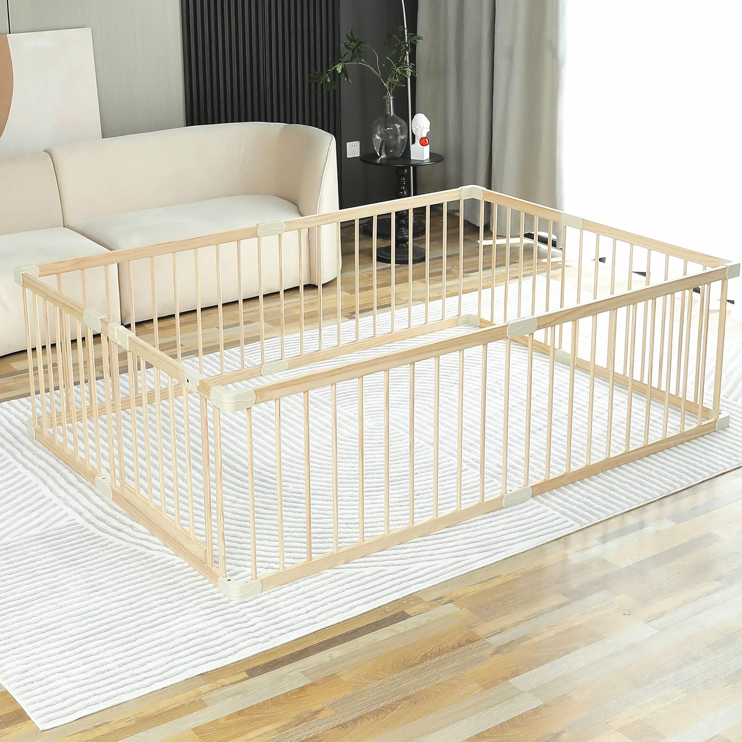 Large Wooden Baby Playpen Play Fence for Safe Indoor Fun