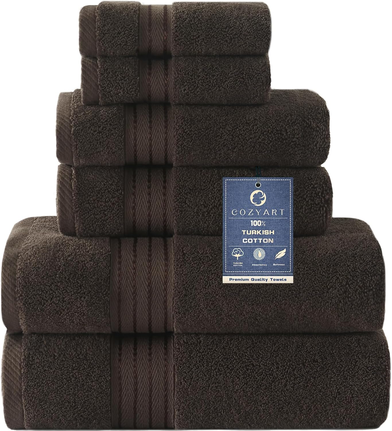 COZYART Brown Bath Towel Set - Luxurious Cotton Towels for Home