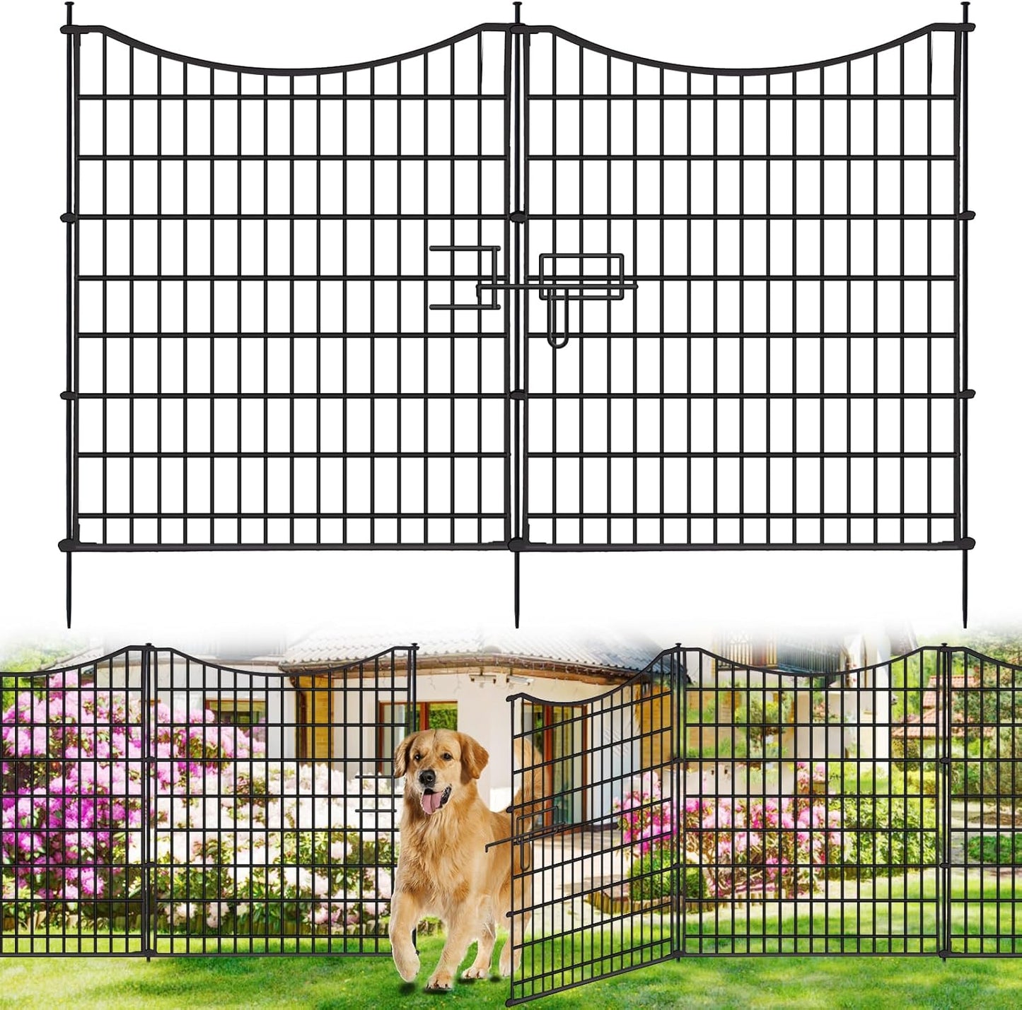 18 Panels No Dig Decorative Fence with Gate for Your Garden