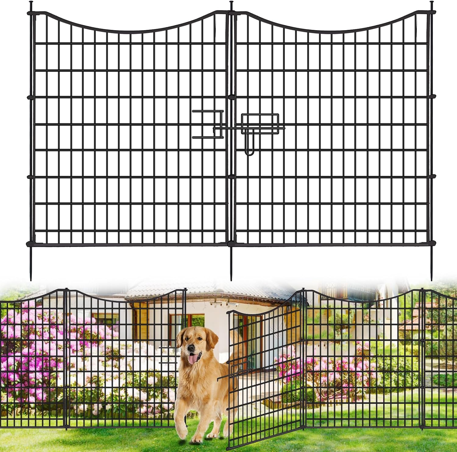 18 Panels No Dig Decorative Fence with Gate for Your Garden