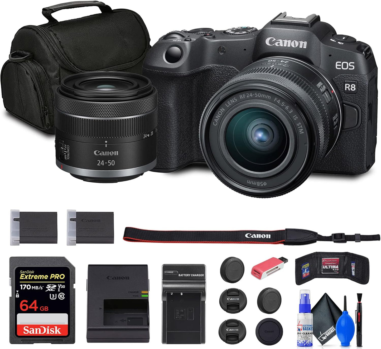 Canon EOS R8 Mirrorless Camera with RF 24-50mm Lens Bundle
