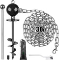 SELEWARE Dog Tie Out Stake with Stainless Steel Chain - Strong Outdoor