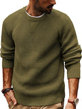 Mens Waffle Crewneck Sweater PJ PAUL JONES - Raglan Knit Pullover
