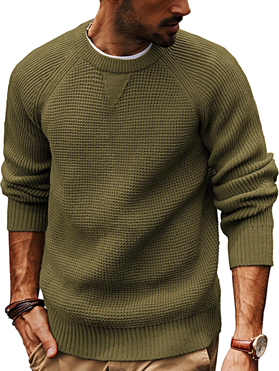 Stylish Waffle Knitted Pullover Sweater for Men by PJ PAUL JONES