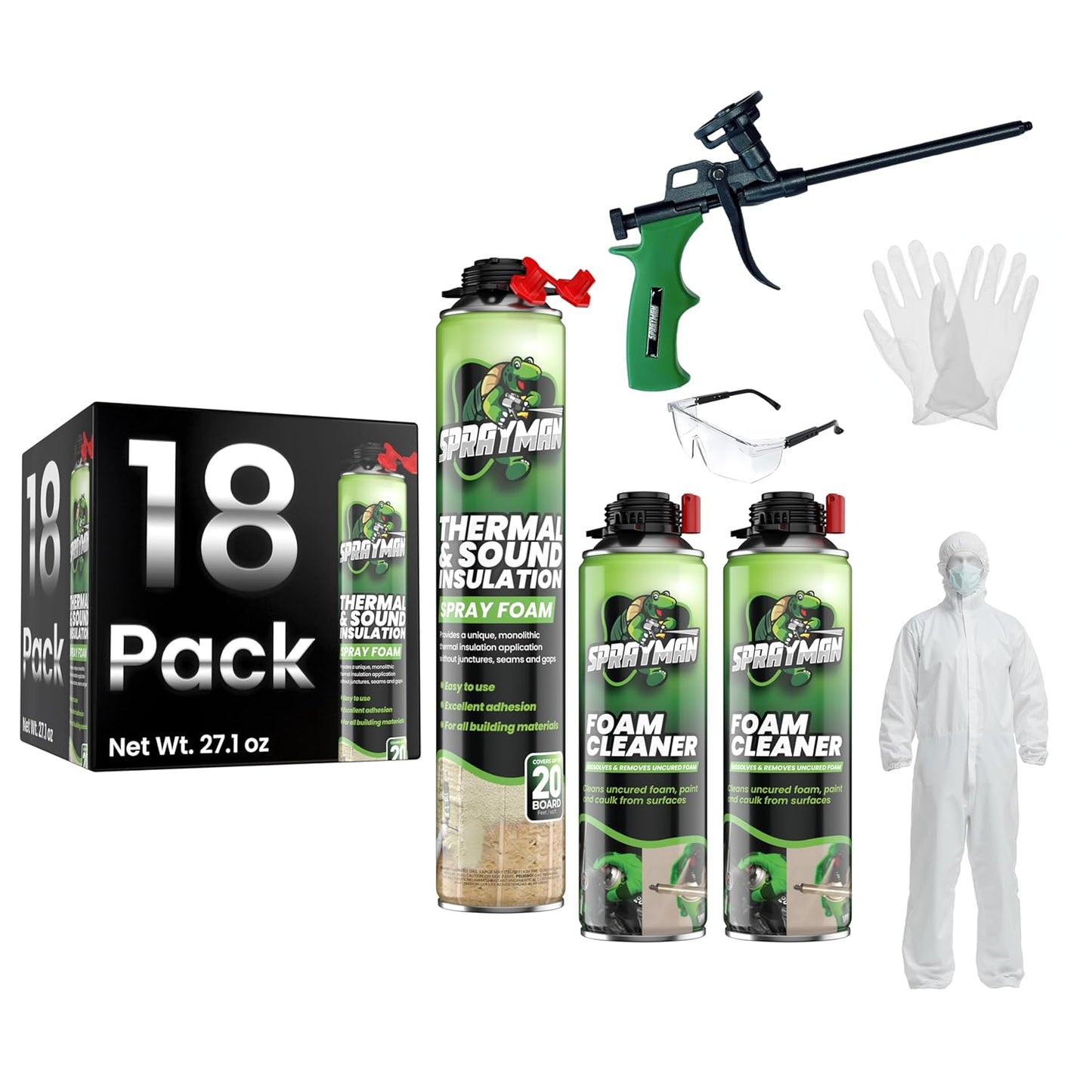 Spray Foam Insulation for Walls and Attics - 360Sq.Ft. Coverage