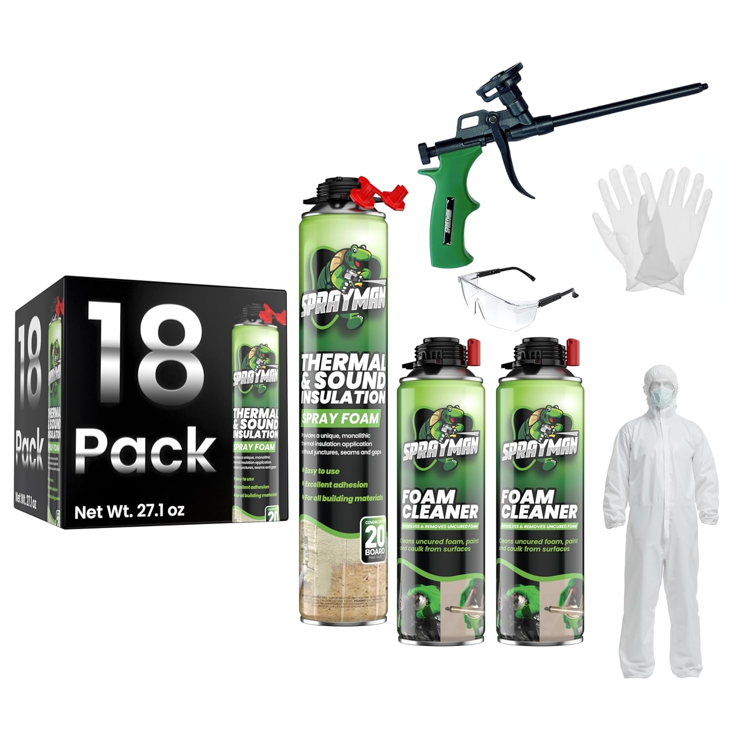 Spray Foam Insulation for Walls and Attics - 360Sq.Ft. Coverage
