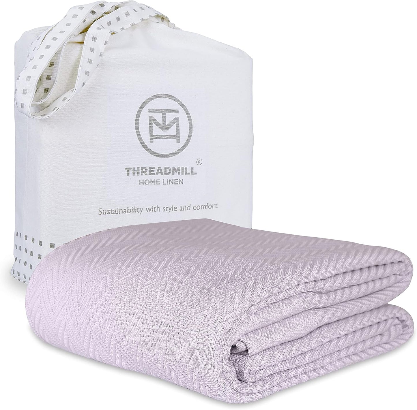 Threadmill Luxury Cotton Blanket for Queen Size Bed in Lilac