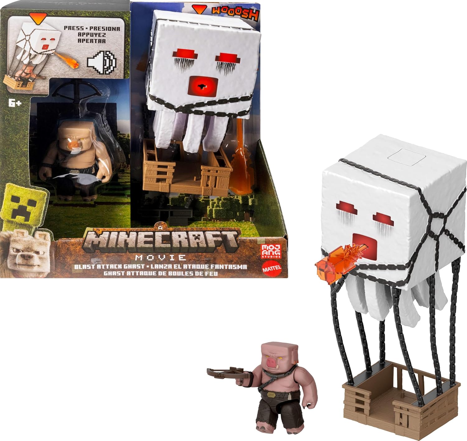 Minecraft Action Figure Set with Blast Attack Ghast and Piglin Warrior