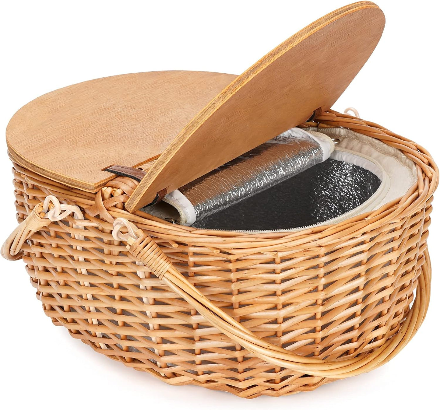 Wicker Picnic Basket with Cooler for Outdoor Adventures