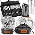 Stainless Steel Messware Kit 4-Person Set - Durable Outdoor Tableware