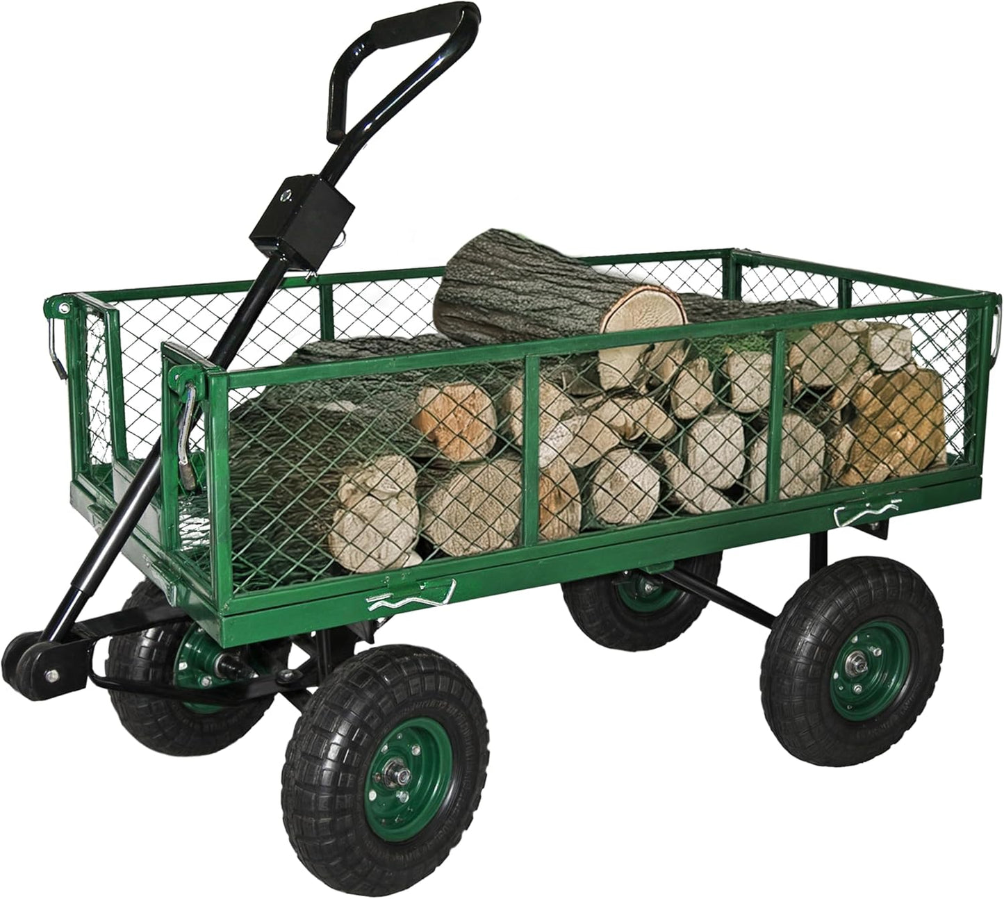 Heavy Duty 600 Lbs Capacity Mesh Steel Garden Cart Utility Wagon
