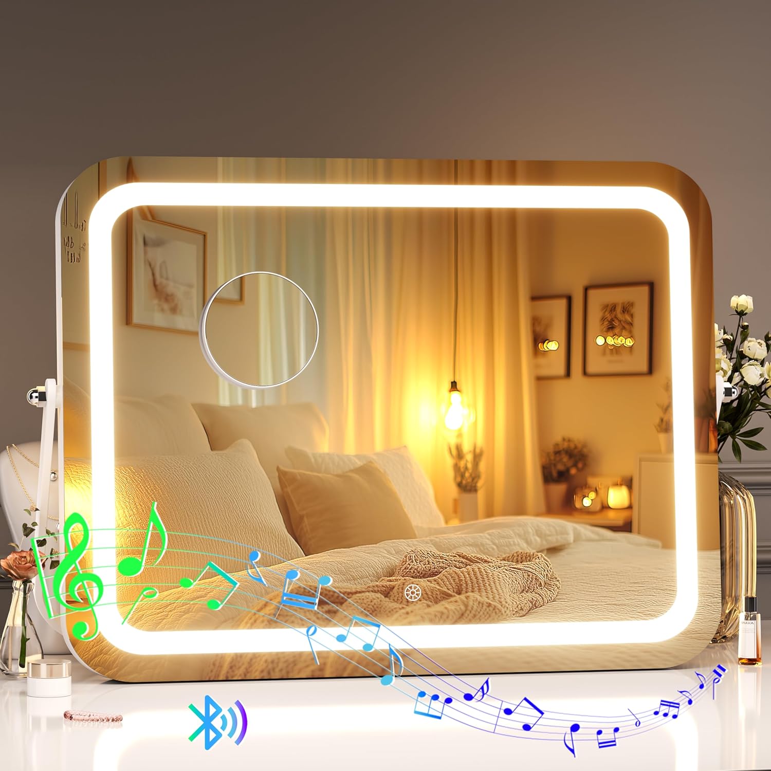 Hasipu LED Makeup Mirror with Bluetooth Speaker - Illuminated Beauty