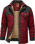 Men's Sherpa Lined Flannel Jacket Plaid Shirt Shacket - Warm