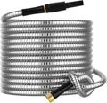 Non-Expandable Metal Garden Hose 30 ft with Sprayer Nozzle - No Kink