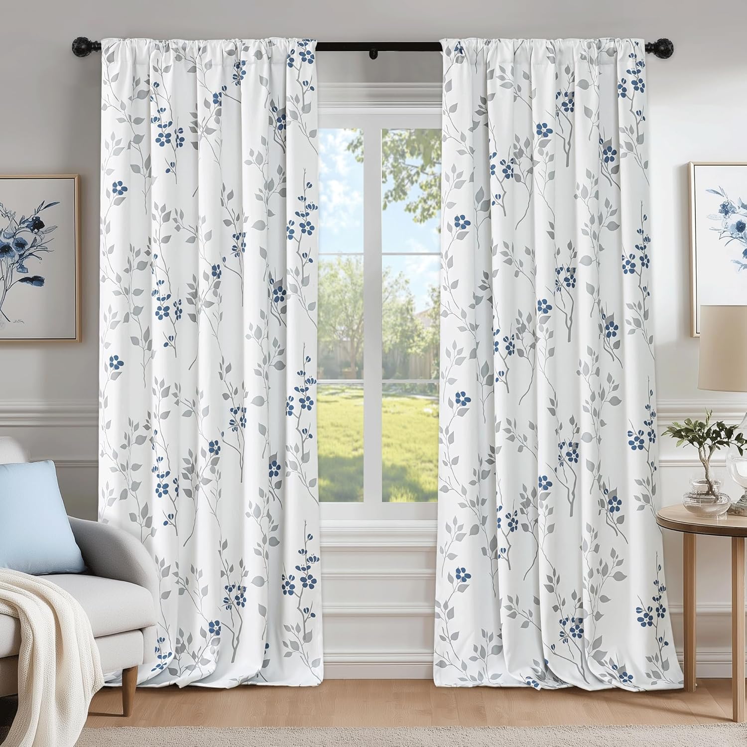 Beauoop Floral Blackout Curtains for Bedroom and Living Room