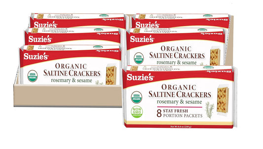 Suzie's Organic Saltines Crackers - Rosemary Sesame Flavor Snack