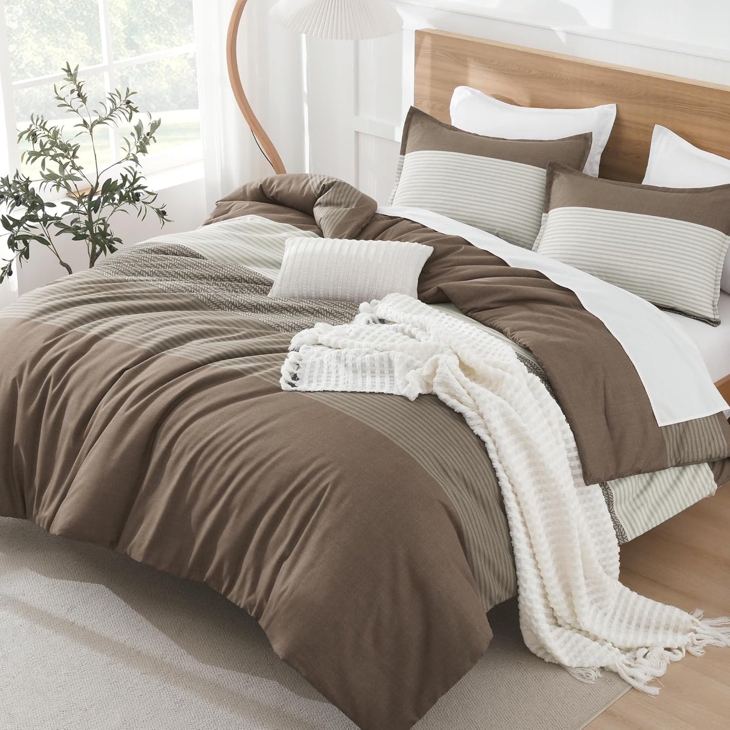 Litanika Comforter Set Full Size Coffee - Lightweight Bedding