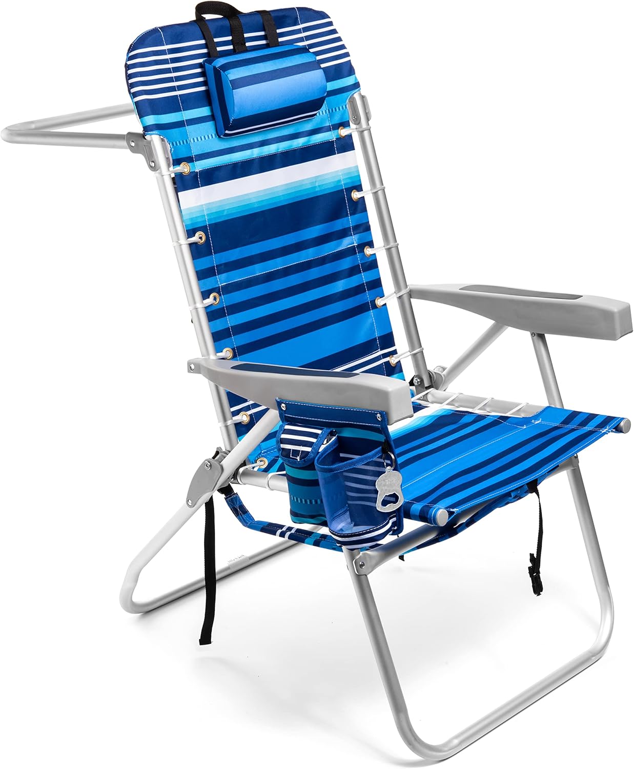 Homevative Beach Chair: 5 Positions, Towel Bar, Cooler & More