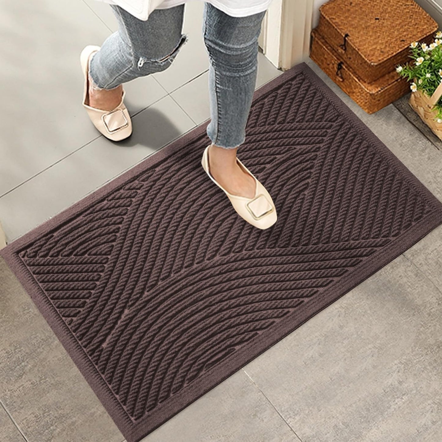 Sturdy Front Door Mat for Indoor Outdoor Use, Non-Slip Design